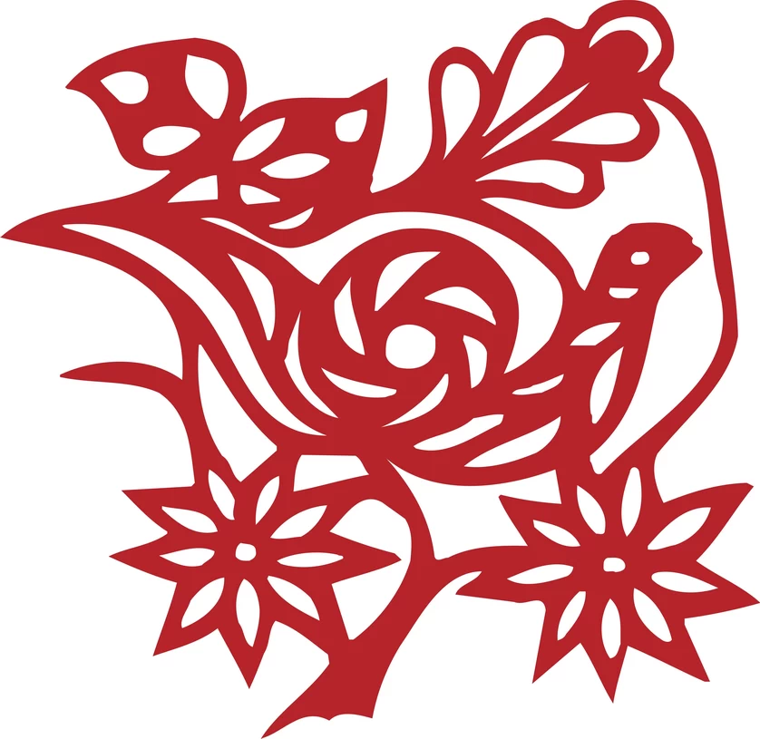 中国风传统民俗吉祥喜庆镂空剪纸窗花图案插画AI矢量PNG设计素材【004】